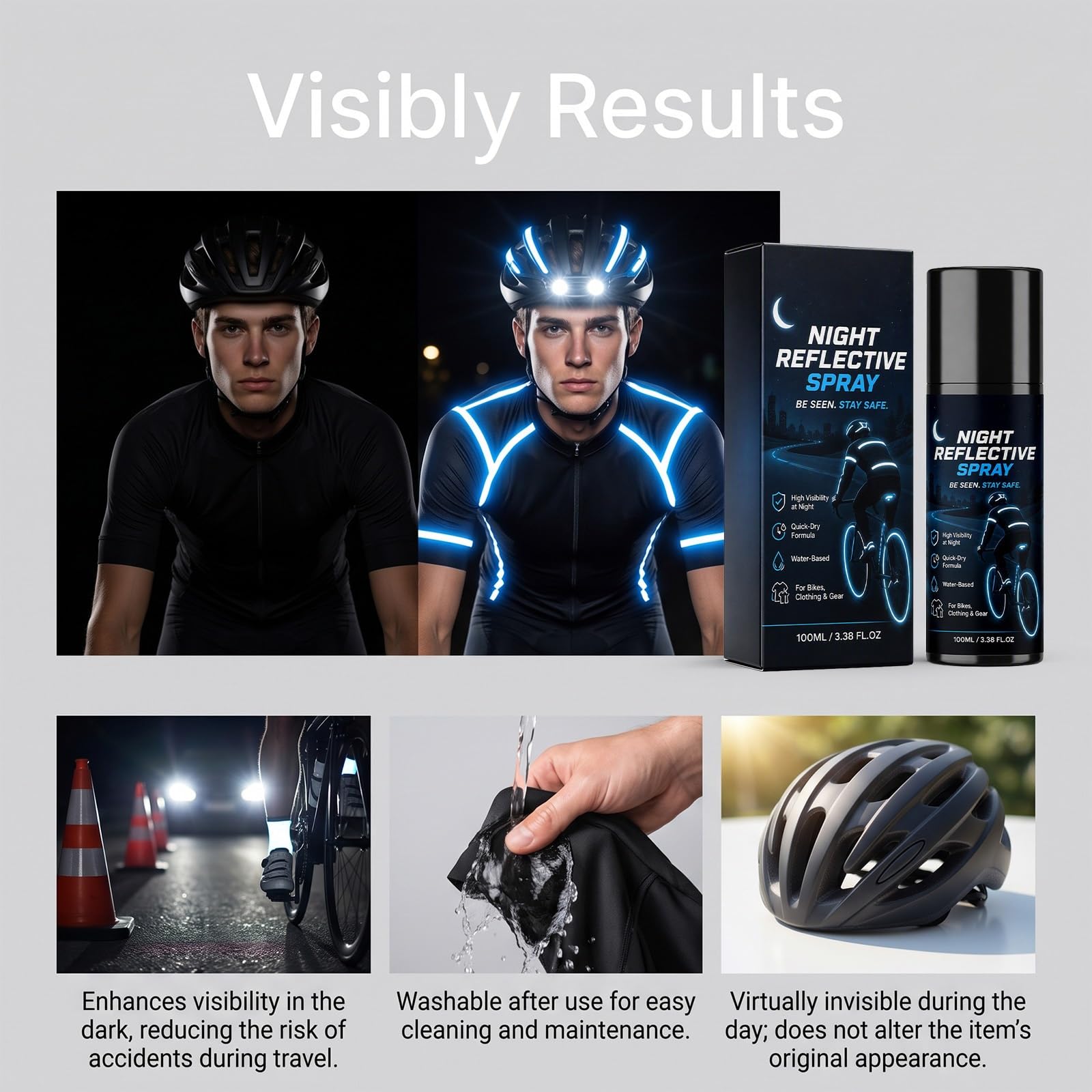 Nachtreflektierende Sprühfarbe für den Radsport, kleiner Farbsprüher (5PCS)