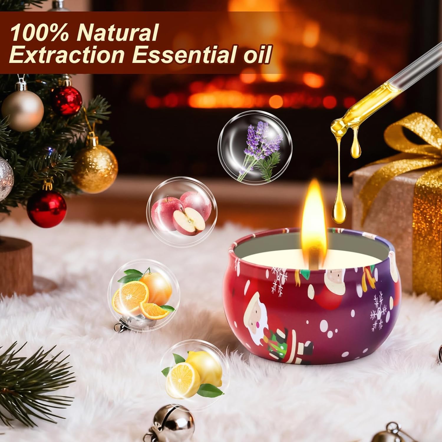 Set 3 Candele Profumate A Forma Di Albero Di Natale - Cera Di Soia, Aromaterapia, Regalo Donna
