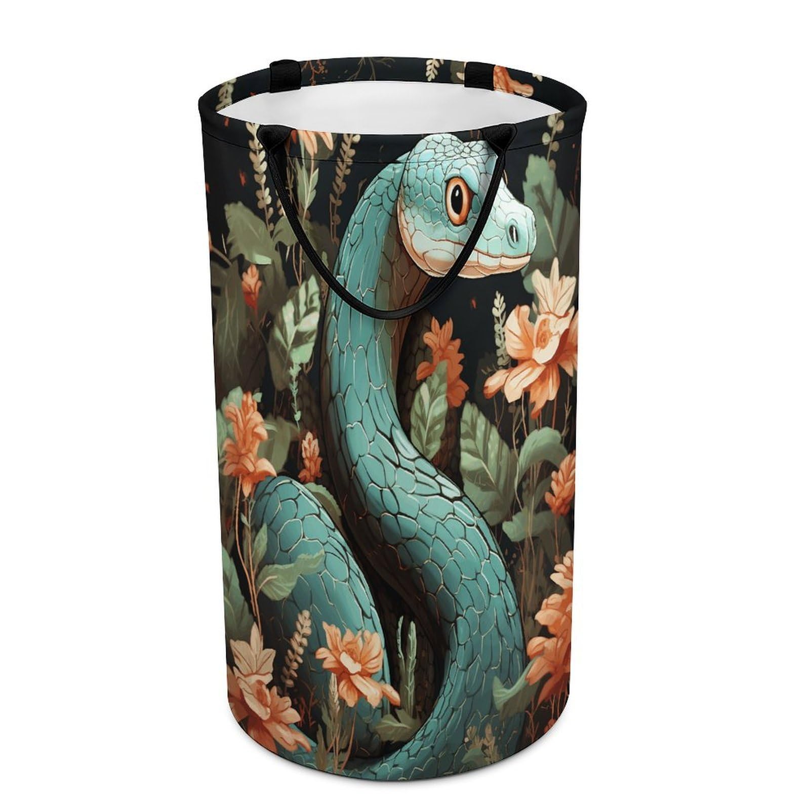 Snake And Flower Laundry Basket Large Foldable Laundry Hamper with Handles Freestanding Collapsible Clothes Basket Waterproof Portable Dirty Clothes Hamper for Bathroom 86L