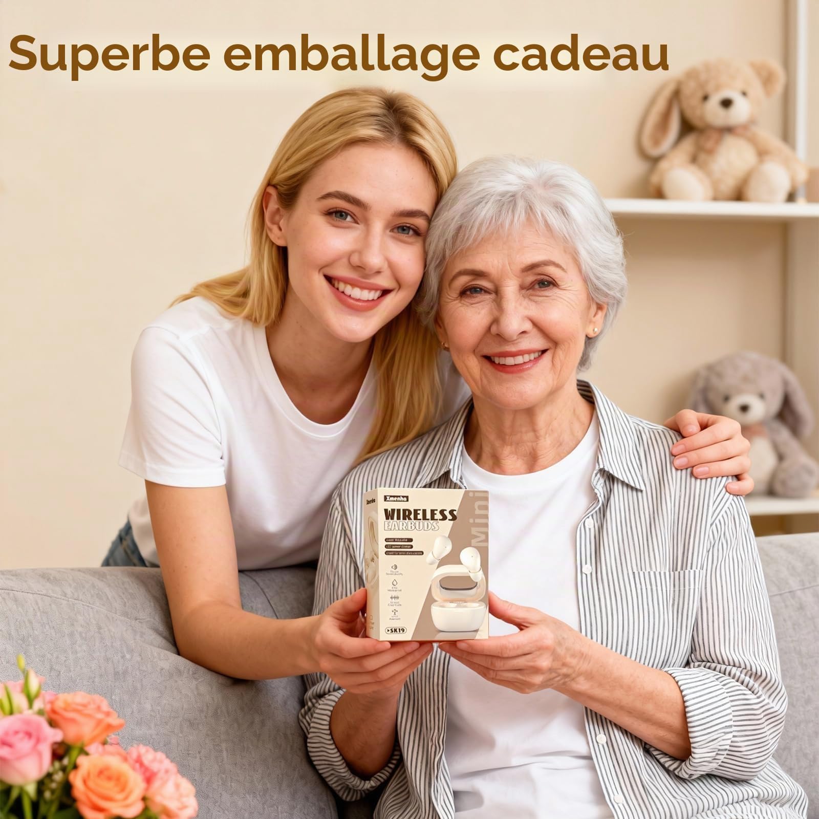 Xmenha Écouteurs de sommeil invisibles écouteurs Bluetooth sans fil pour dormir casque de sommeil sur le côté écouteurs petits canaux écouteurs cachés