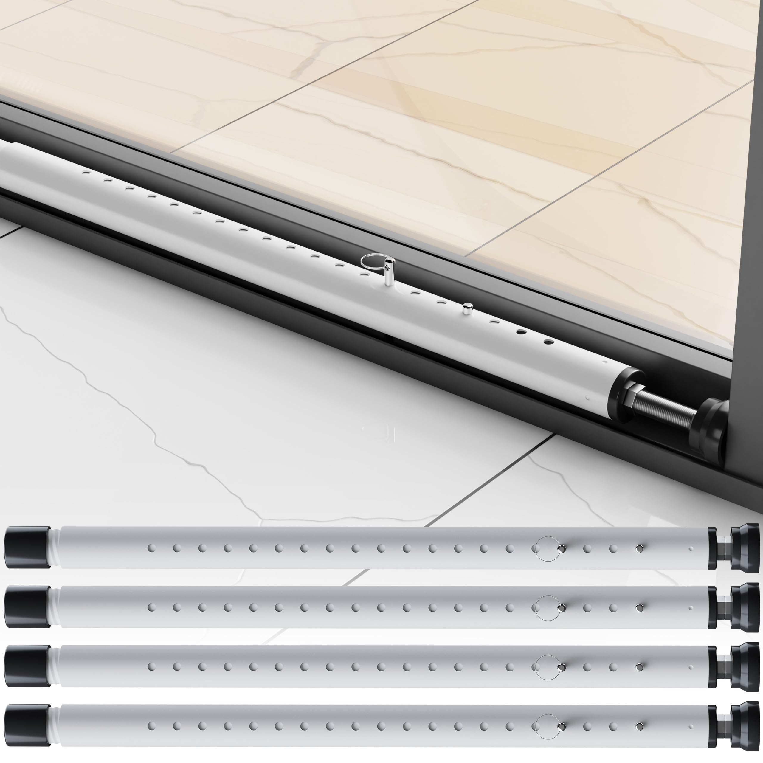 Sliding Door Security Bar,Window Security Bars Inside,17-50 inch Adjustable Patio Glass Door/Window Lock Bar for Burglar Proof/Child Safety, Window Stoppers for Sliding/Vertical Windows -4 PCS