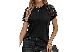 Casual fashion black lace women t-shirt