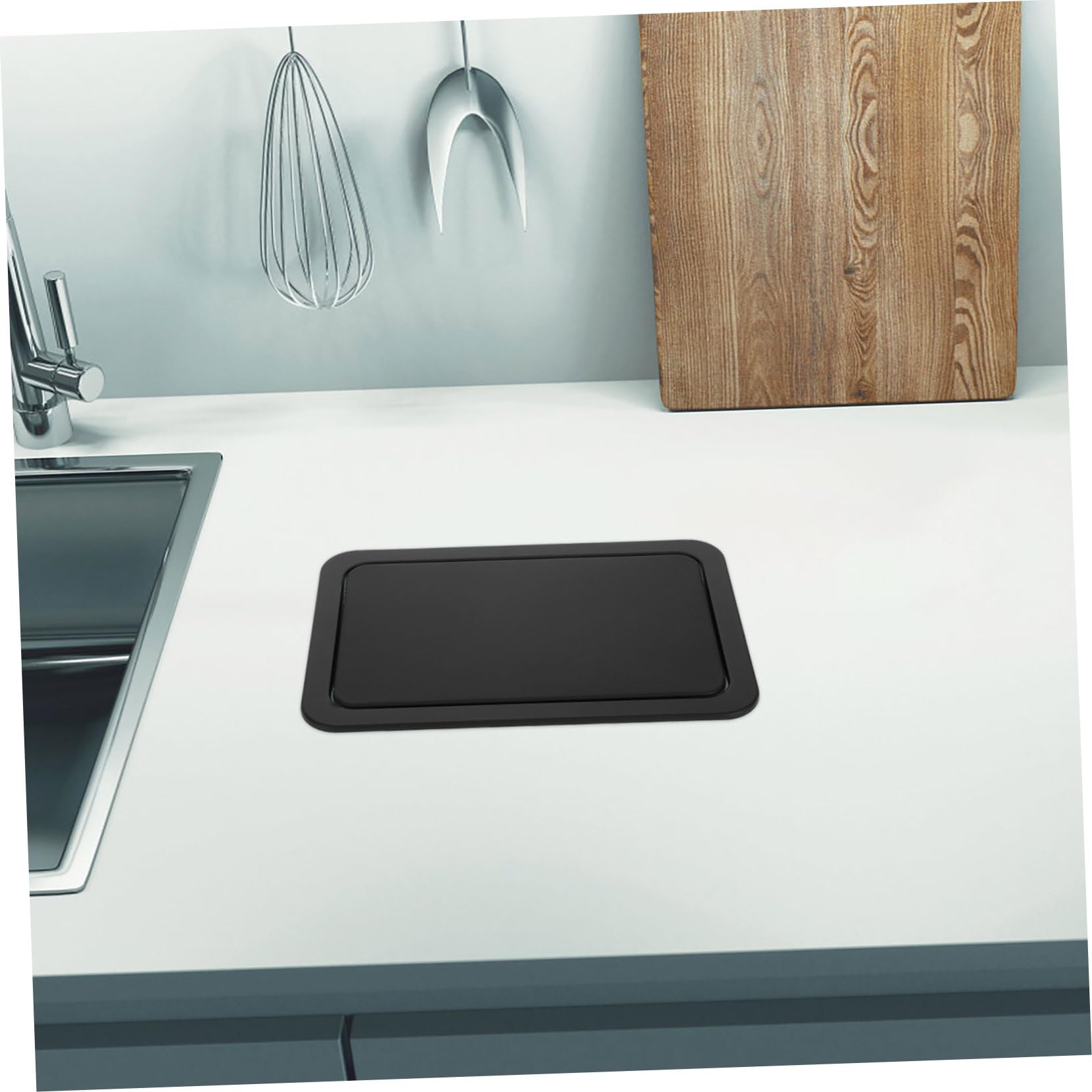 Kichvoe Tapa Abatible Resistente y Funcional de Acero Inoxidable Negra para y para Cubo de Basura de Encimera Adecuado para Cocinas en Hoteles y Restaurantes Cocinas Hoteles Restaurantes