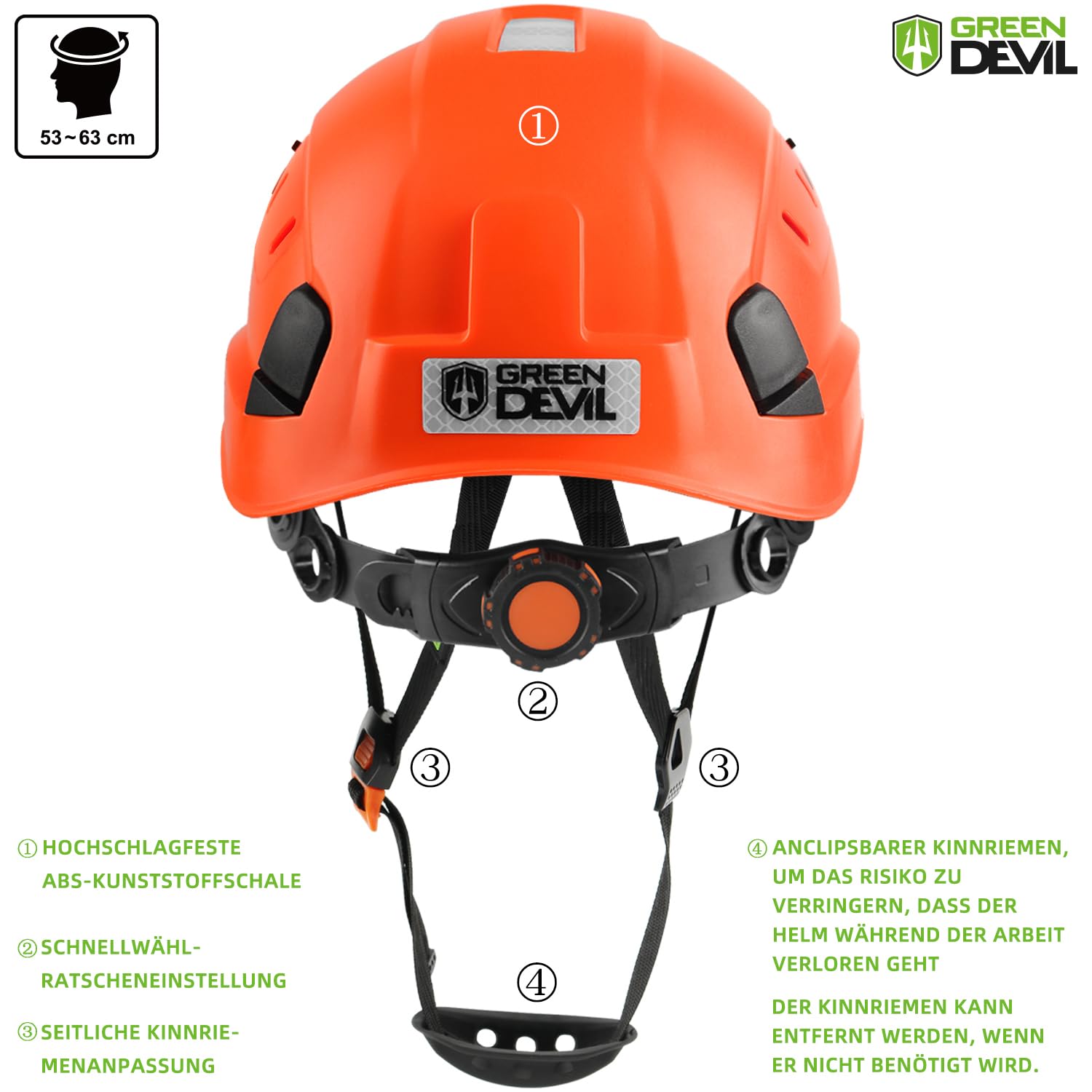 GREEN DEVIL Kettensägen-Schutzhelm Forstschutzhelm Sicherheitshelm mit Gehörschutz Ohrenschützer und Gesichtsschutz Visier 3 in1 Helmset Schlagfeste Bequeme Belüftung Arbeitshelm EN397 & EN 352-3