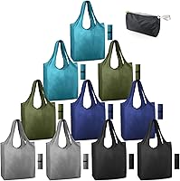 Vista 35 de BeeGreen Bolsas reutilizables para compras, compactas, bonitas, de color sólido, juego de 12 bolsas plegables de reciclaje con cremallera