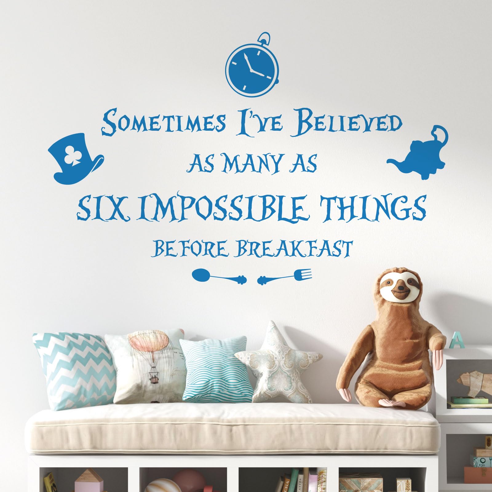 Sometimes I've Believed as Many as Six Impossible Things... - Alice in Wonderland Book Wall Quote [Large] [Ocean] — image 1