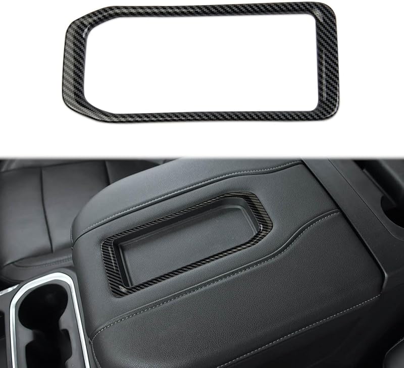 Organizador de console central e apoio de braço em ABS com acabamento fibra de carbono Korlot para Chevrolet Tahoe, GMC Yukon, Silverado e Sierra – 1 unidade