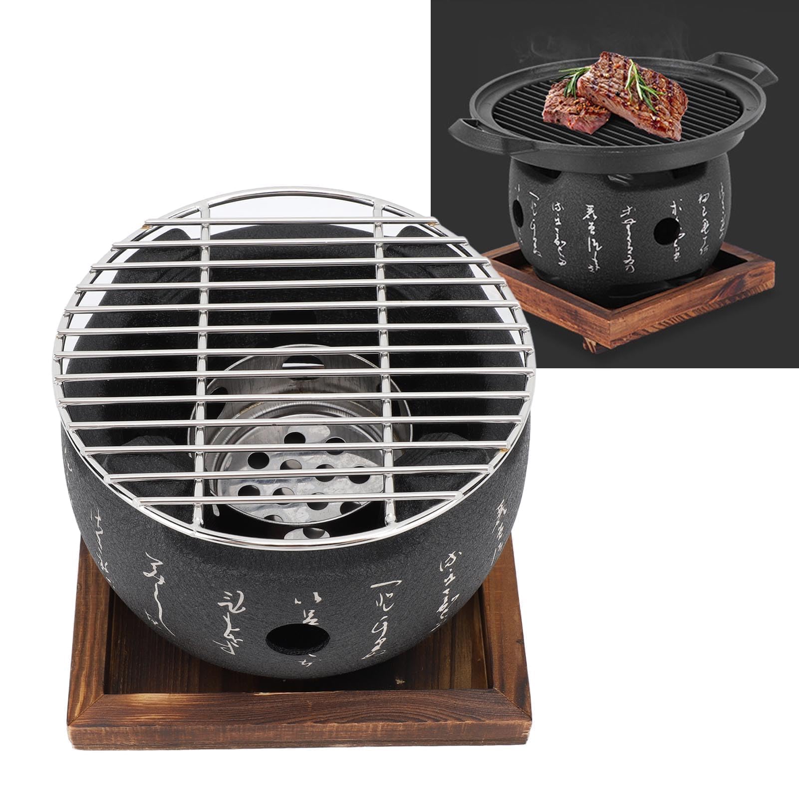 Griglia in Stile Giapponese, Mini Griglia Portatile per Barbecue Giapponese, Stufa a Carbone per Alimenti Rotonda, Stufa per Barbecue per Uso Domestico Patio(L)