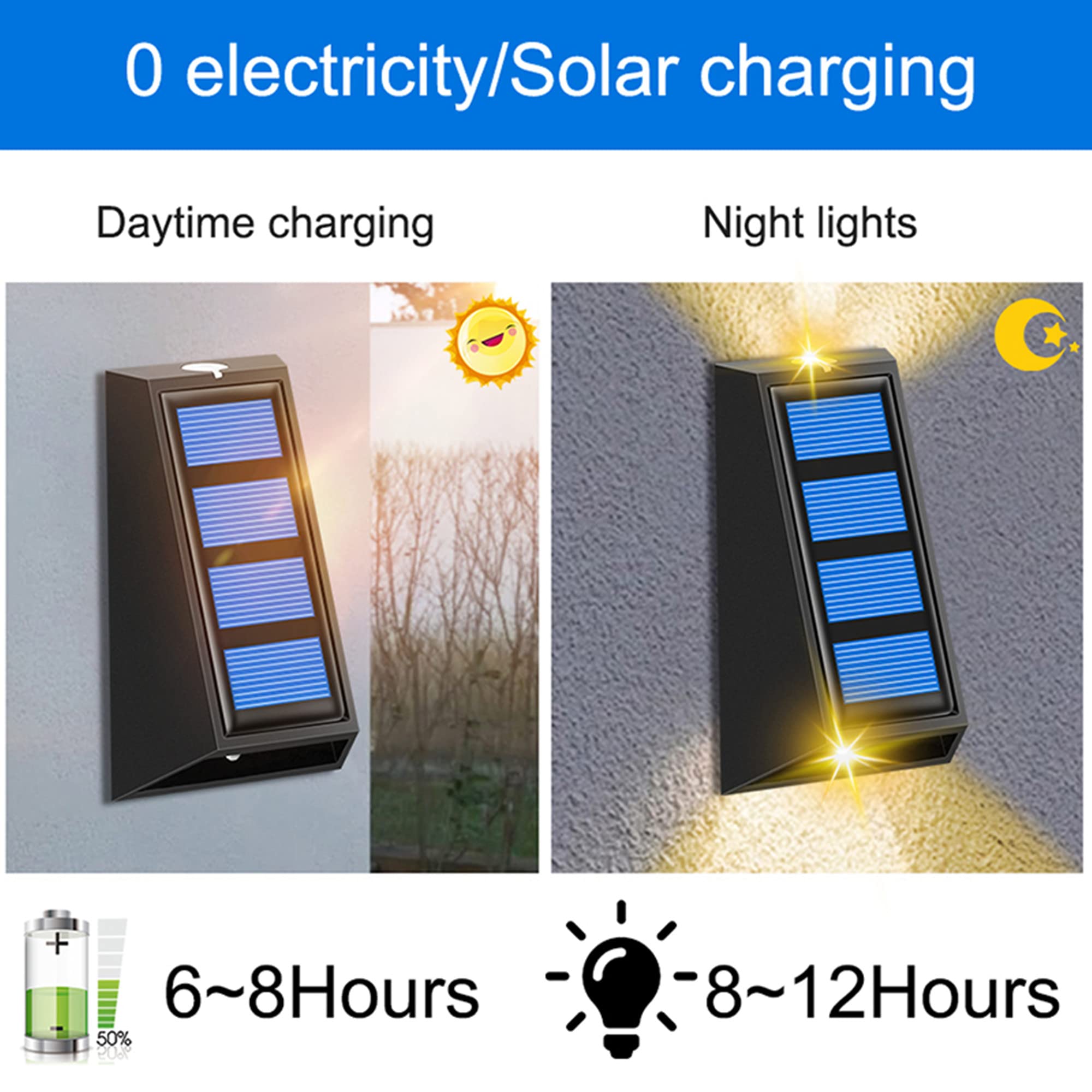 GWMWON Luces solares de jardín de decoración, iluminación cambiante de Color RGB 7, lámpara de Pared Impermeable IP65, iluminación Solar escaleras de Valla de Pasarela,6 Pack