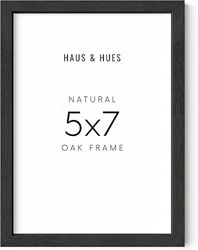 HAUS AND HUES Portarretratos negro de 5 x 7 pulgadas, juego de 1 marco de fotos de 5 x 7 pulgadas, marcos de 5 x 7 para fotos, marco de madera de 5
