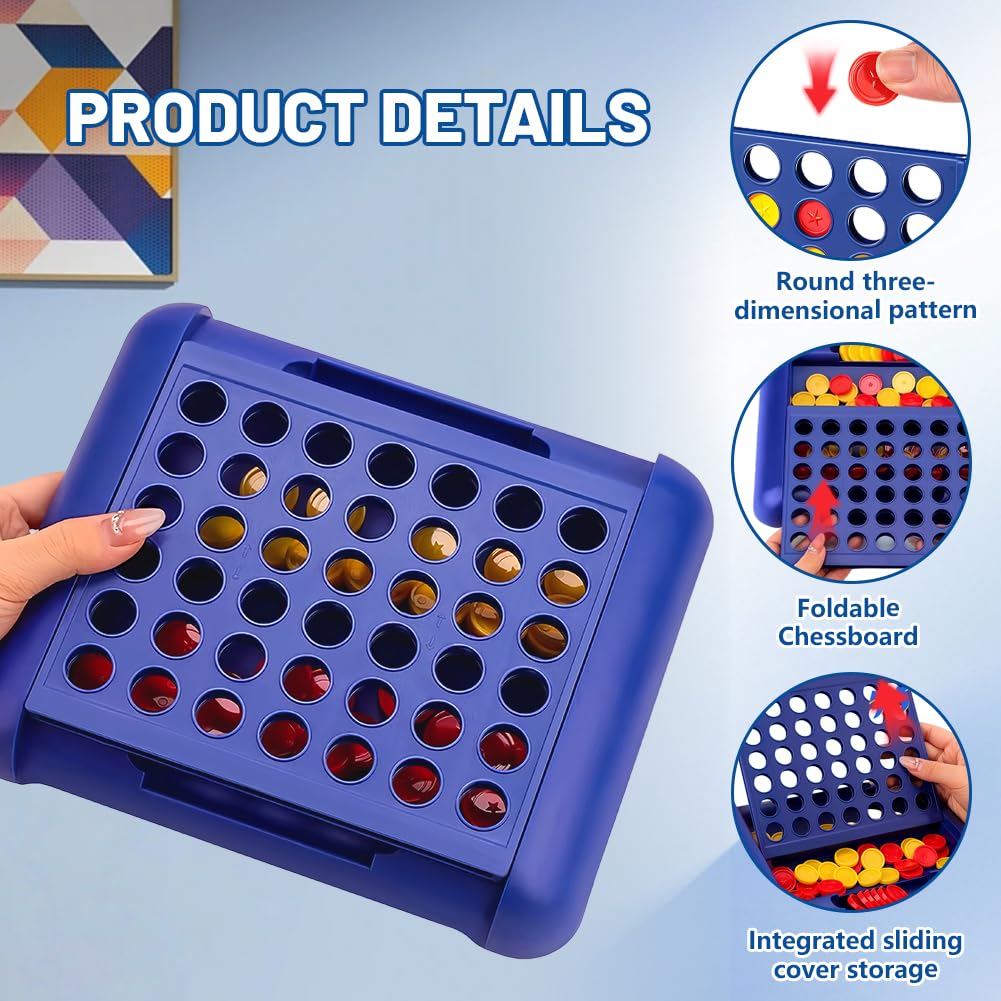 AMFUN Travel Size 4 in a Row Board Game for Kids Ages 3+, Travel Connect 4, 2 Player Strategy Game with 44 Counters - Image 3