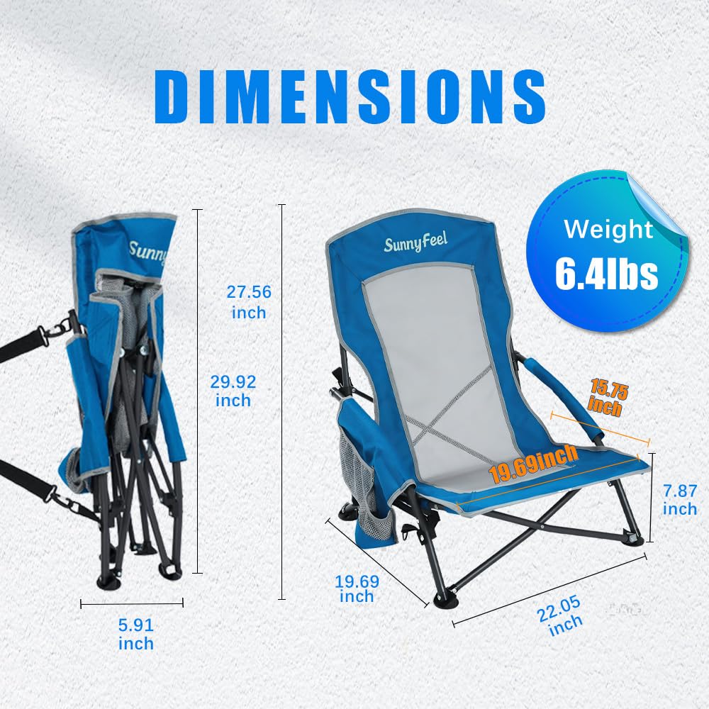 Amazon.com: SUNNYFEEL Folding Low Beach Chair 2 Pack - Lightweight