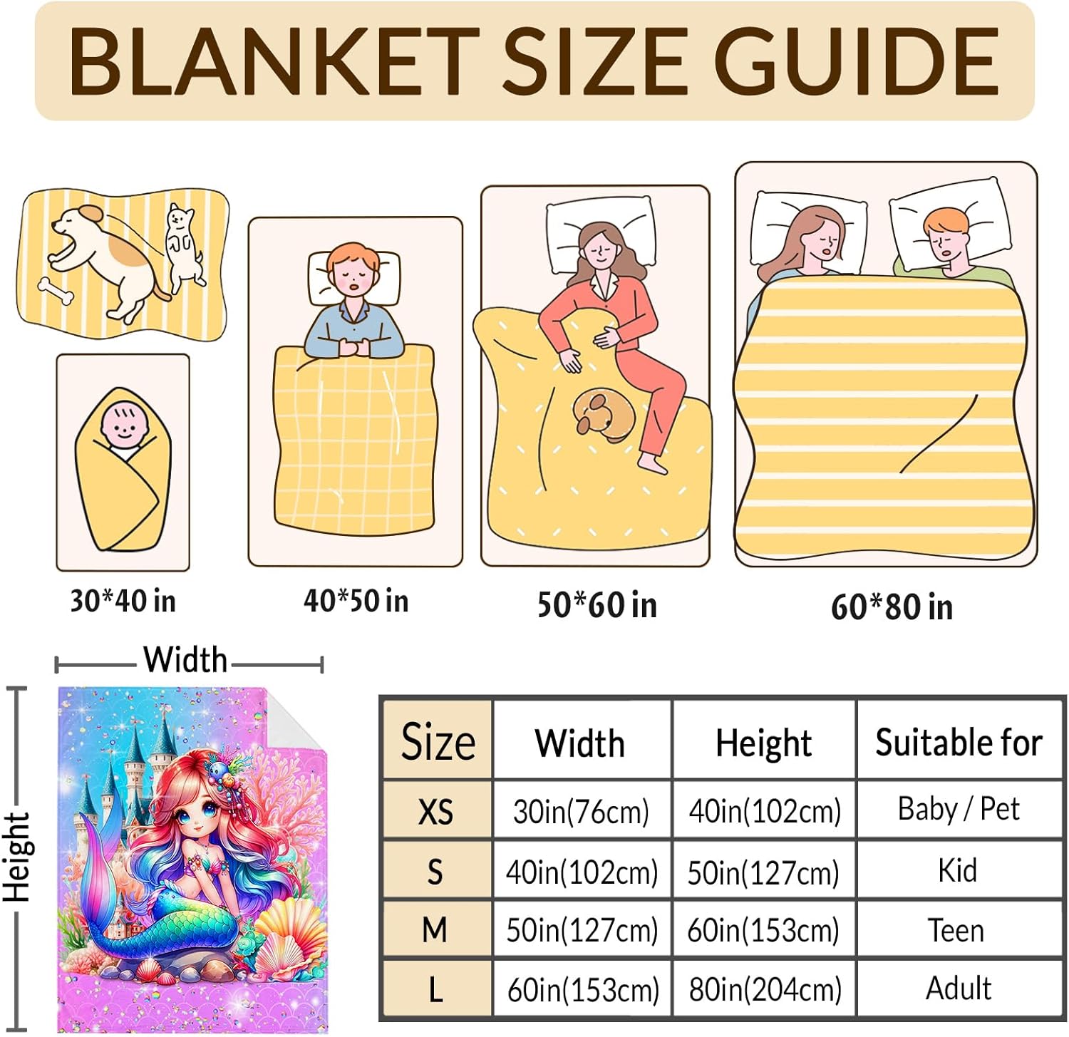 Girls Mermaid Blanket Gift, Throw for Kids Teens Adults 50x60 Inches Lightweight Cozy Pink Cute Mermaid Throw Blankets for Sofa Couch Bed Trip Car - Image 4