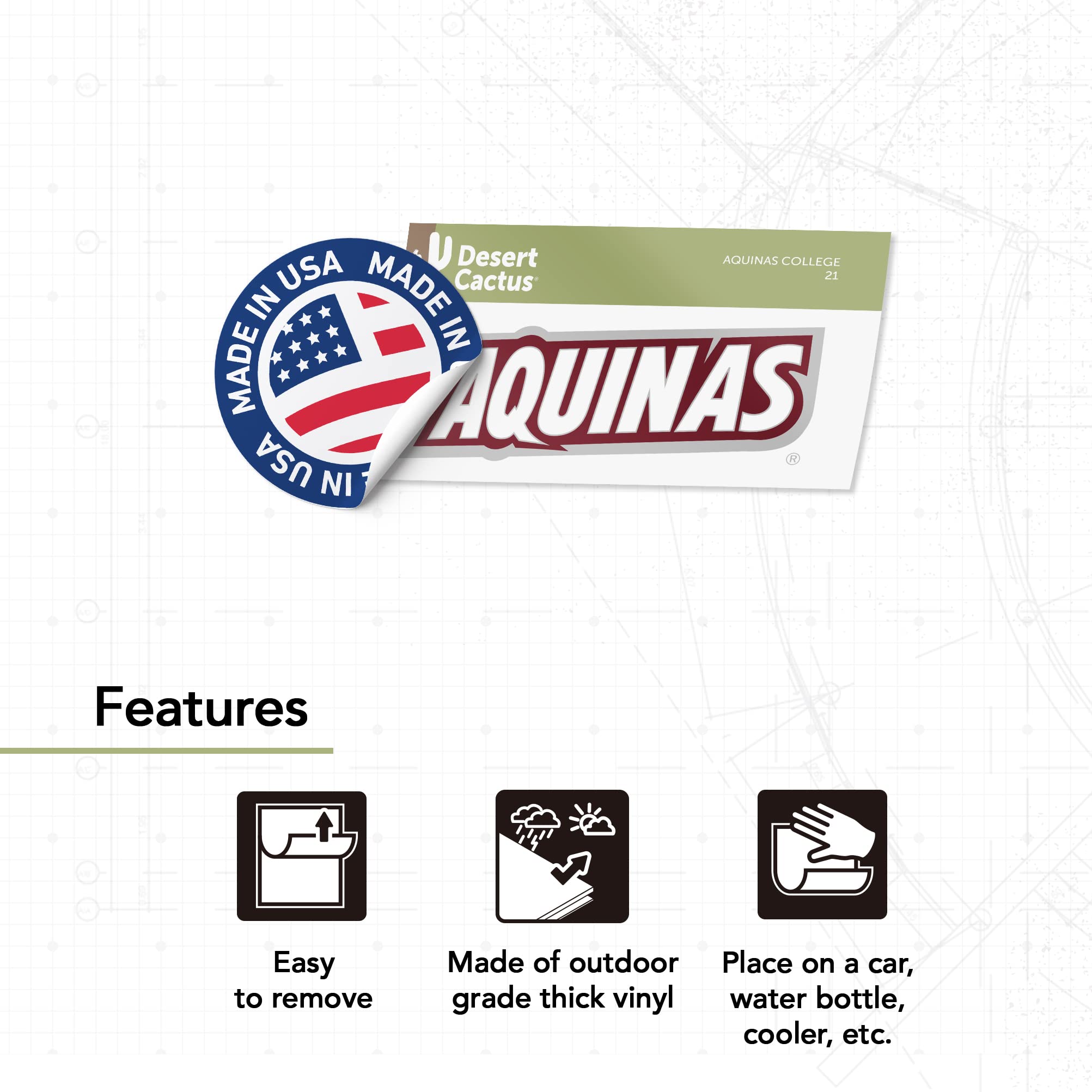Aquinas College NCAA Sticker Decal Sheet - Vinyl Decals For Laptop, Water Bottle & Car