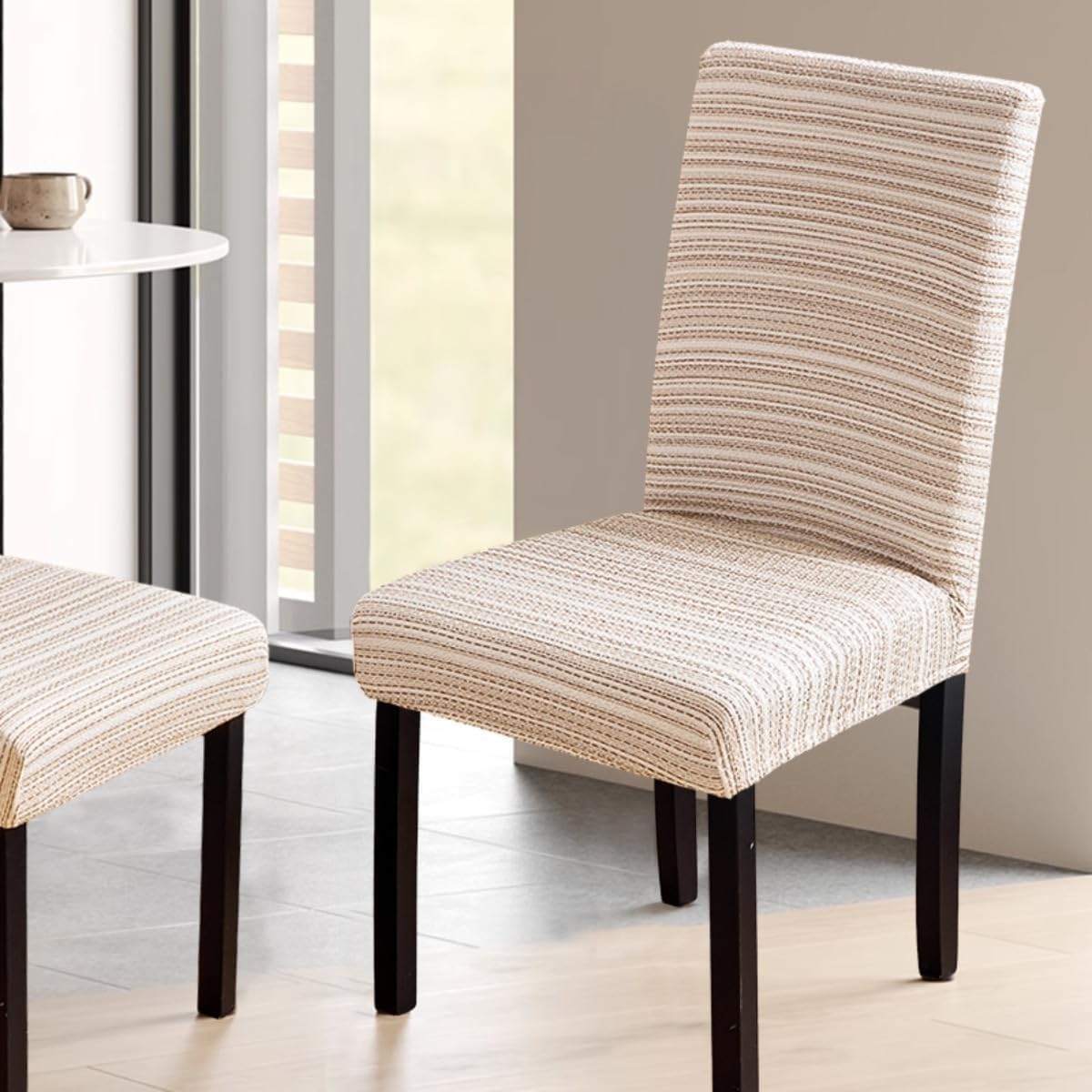 Housses de Chaise Scandinaves pour Cuisine et Mariage - Set de 6 Café