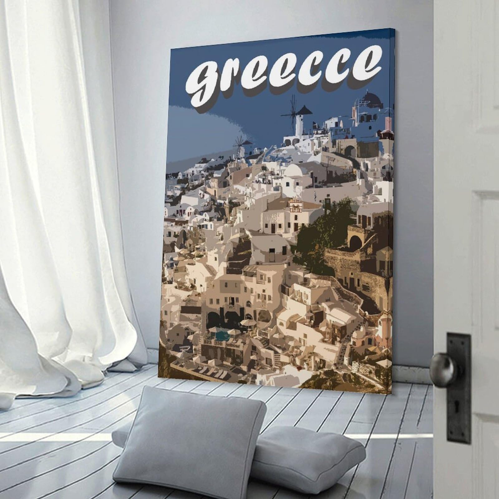 Junmoney GREECE(2) Canvas Wall Decor, 24x36inch(60x90cm), for Art Walls, Layered Displays Or Homes, Home Wall Art for Statement Displays