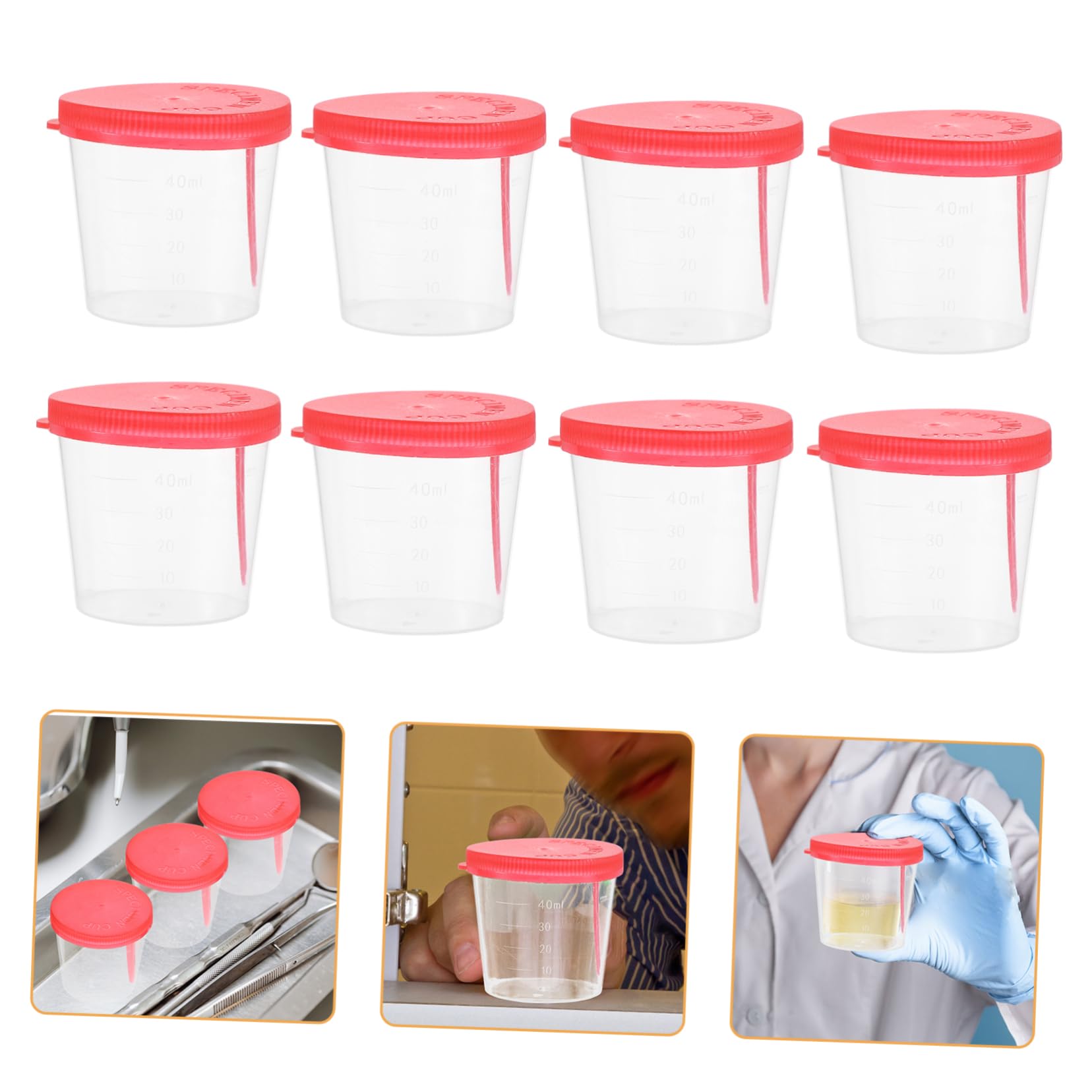 HEALLILY 40ml Measured with Lid Disposable for Stool Phlegm Cytology Simple and Reliable Sample Container Random Color