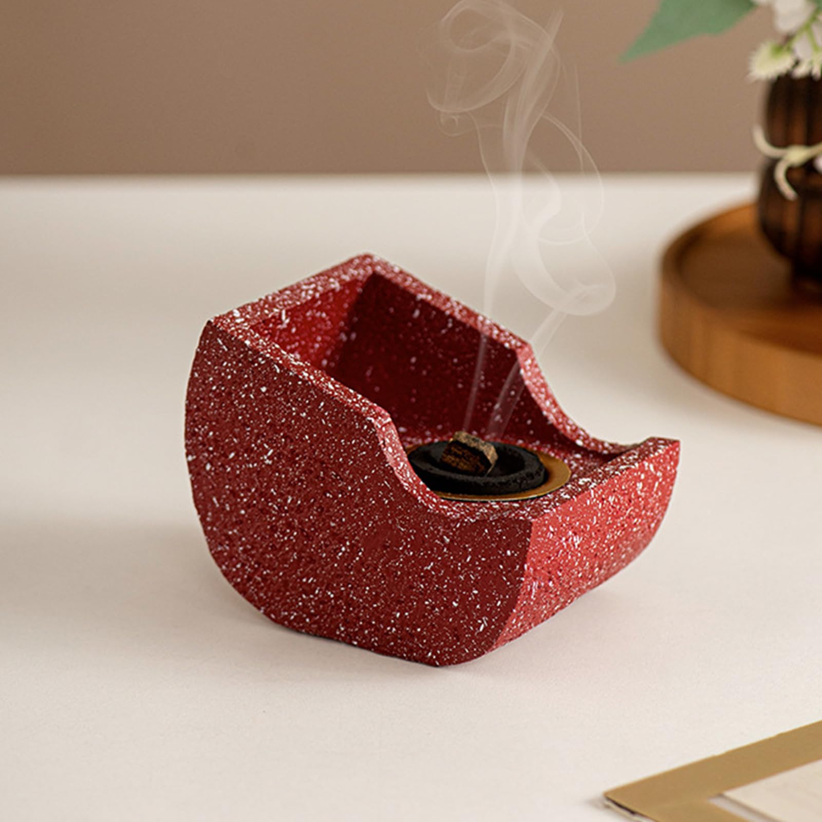 Decorazione Eid Arab Bakhoor s Musulmani Aromaterapie Diffusore Resine E Metallo(Red)