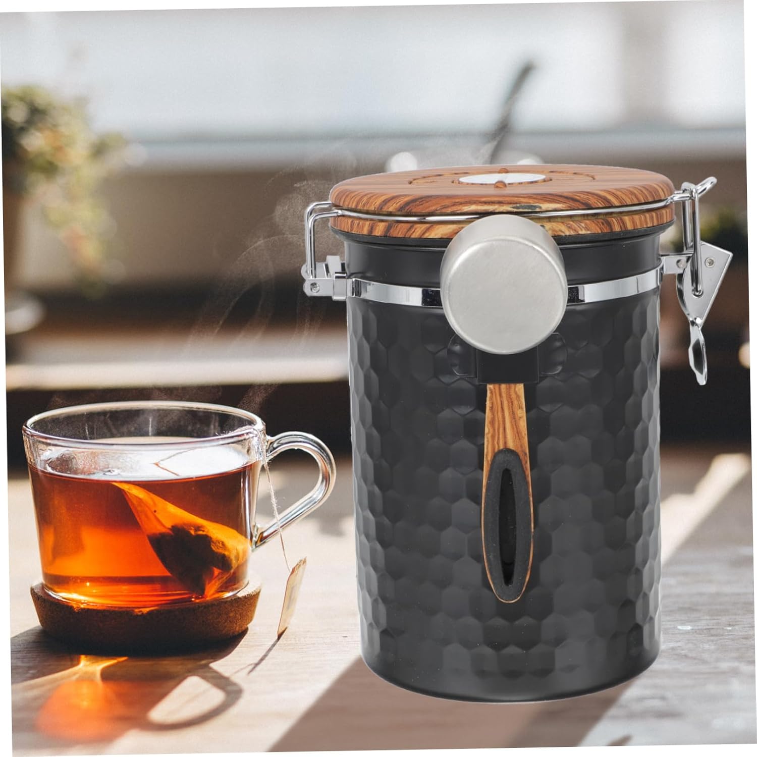 Sealed Coffee Bean Canister Airtight Storage for Coffee Beans and Dry Foods Date Tracker Stainless Steel and Finish for Kitchen Organization