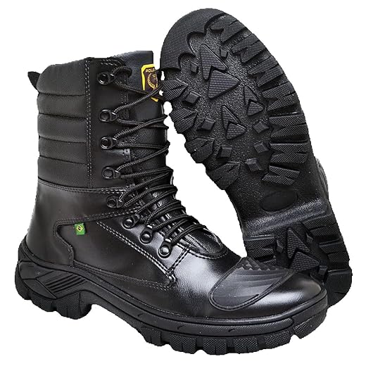 Coturno Tático Militar Masculino Feminino Cano Alto Couro Resistente Solado Antiderrapante Confortável para Trilhas, Trabalho e Segurança – Preto. Disponível nos Tamanhos 38 ao 43 Após a compra nos envie uma mensagem com o número desejado.