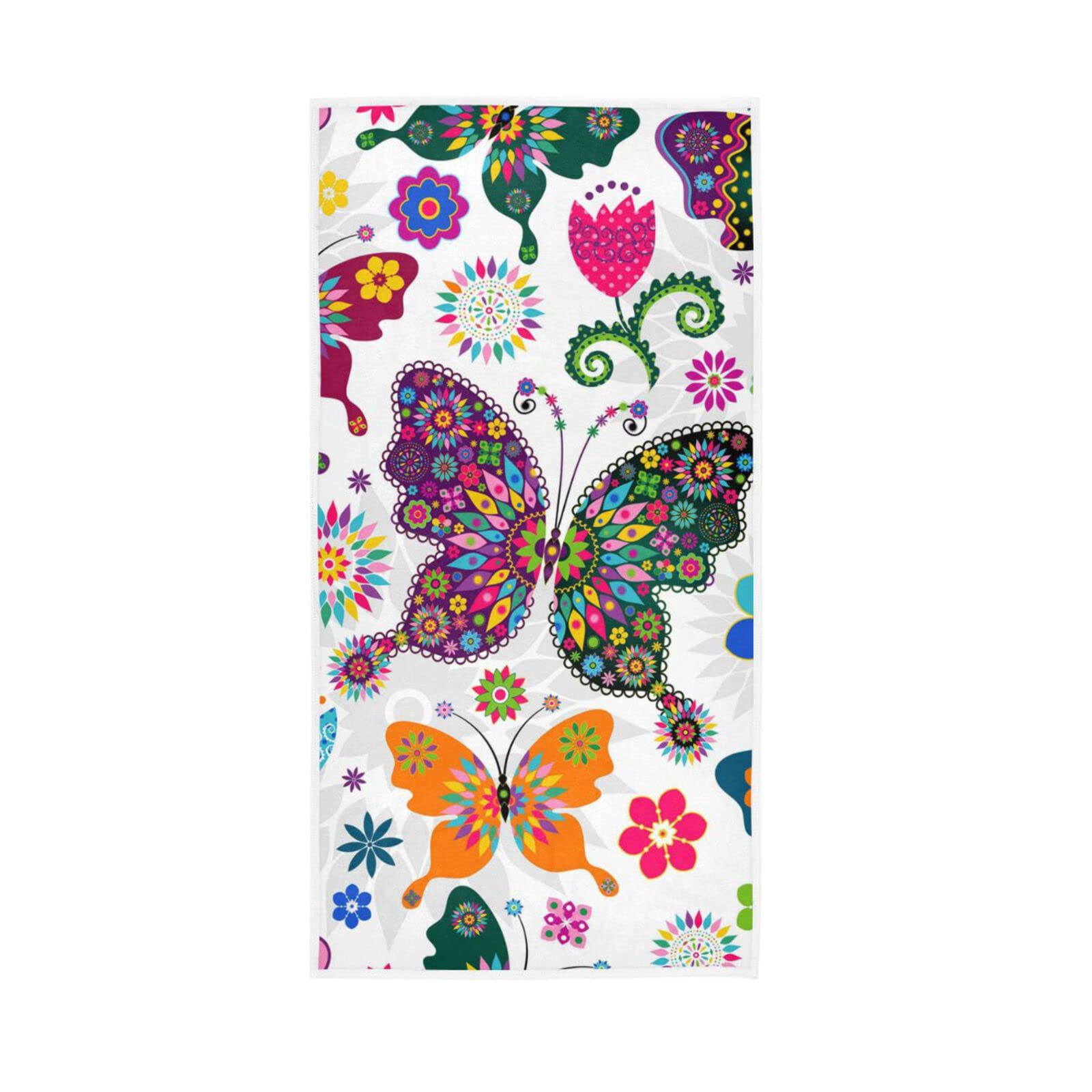 LSRCPD Hand Towels Floral Butterfly Flower Decor Fingertip Soft Face Towel Absorbent Bathroom Kitchen Towels