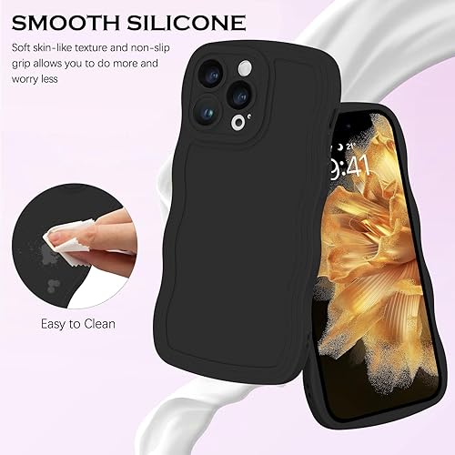 Miniatura 5 de YINLAI Funda diseñada para iPhone 14 Pro Max de 6.7 pulgadas, bonita forma de marco de onda rizada, delgada, suave, parachoques de TPU para mujeres,