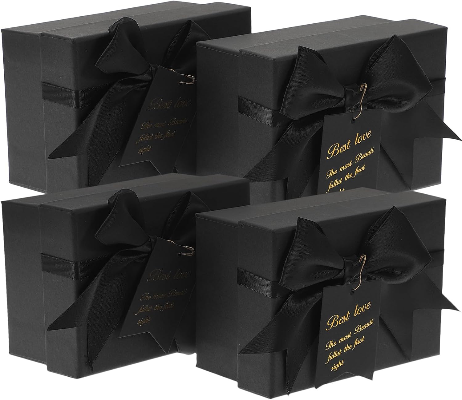 OUNONA 4pcs Black Paper Boxes for Presents, Portable Set