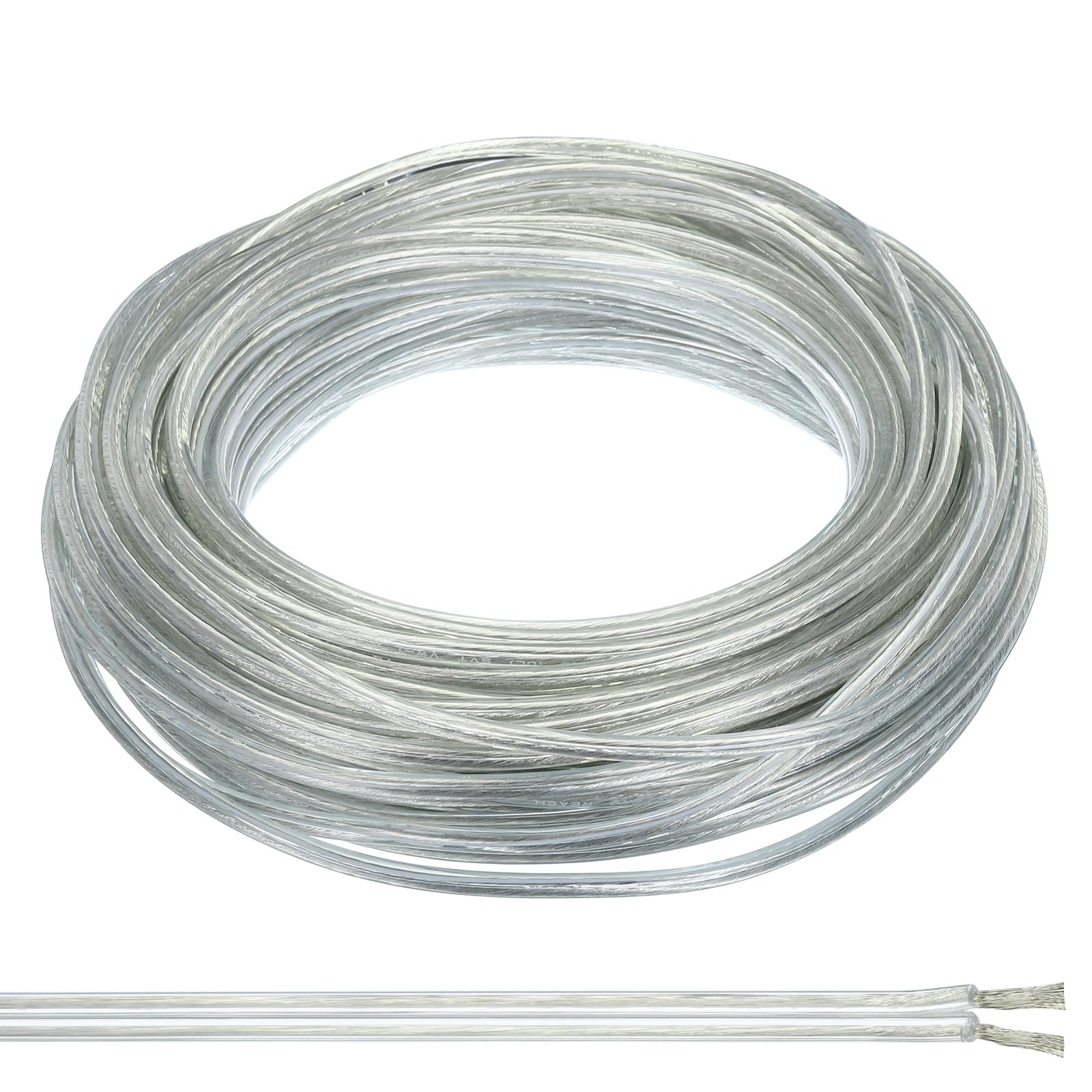 Cable cubierto 300V SPT-2 transparente de 50 pies con aislamiento de PVC 8