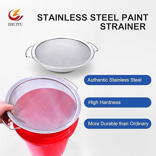 Miniatura 3 de Colador de pintura de malla fina 60 malla de acero inoxidable filtro de pintura emulsión miel embudo cubierta de filtro para cubo de pintura de 5