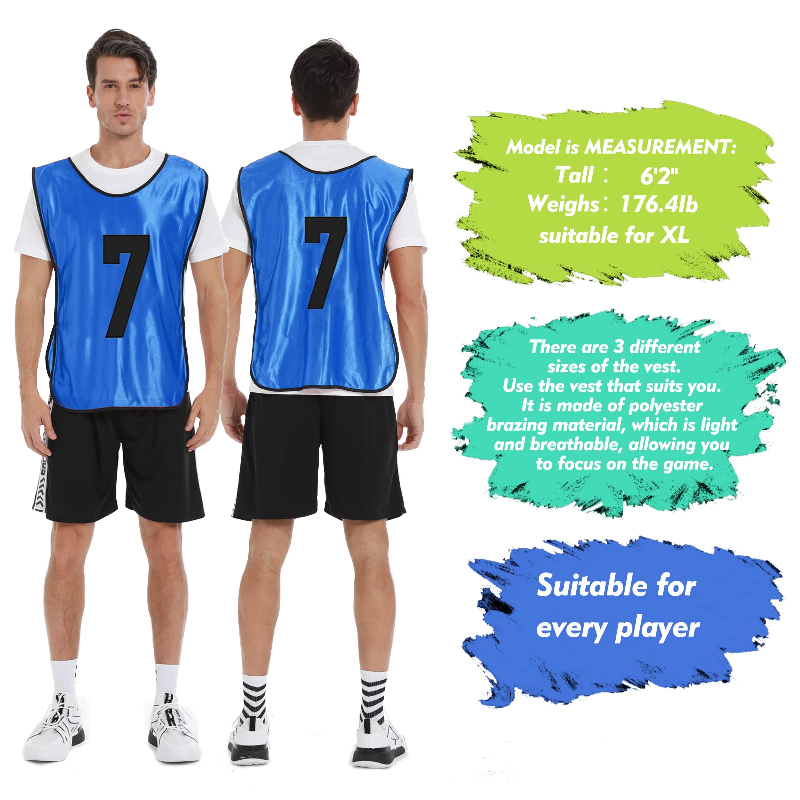 Scrimmage Trainingsweste (12er-Pack) Teamsport Pinnies Trikots für Erwachsene Jugendliche Fußball Lätzchen mit Zahlen Training Trikots