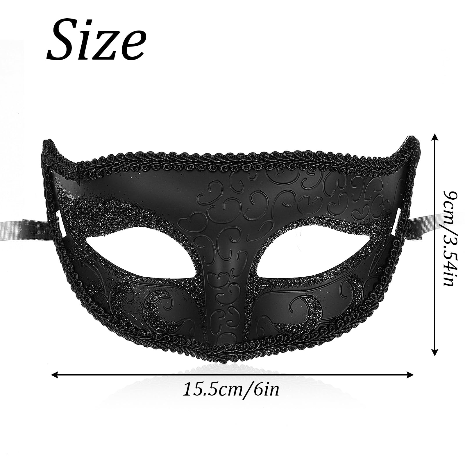 Quilax Masquerade Mask for Men Vintage Black Masquerade Mask, Venetian Black Eye Masks for Halloween Party Prom Ball Costume - Image 2