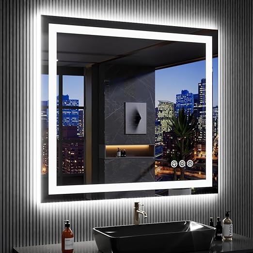 Amazon.com: LOAAO 40”X38“ RGB LED Bathroom Mirror with Lights, Large ...