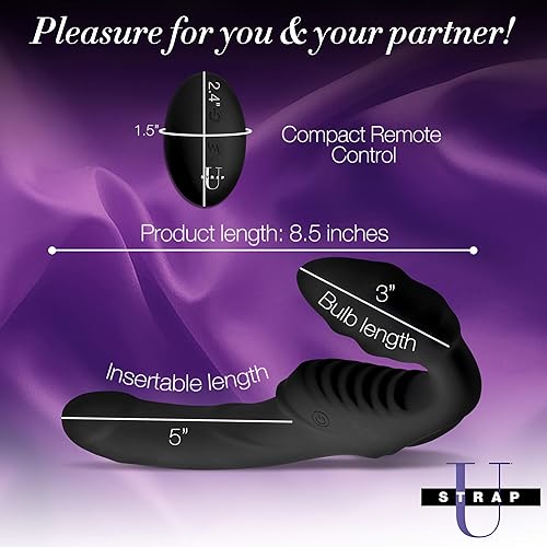 Miniatura 4 de Strap U Pro Rider 9X - Consolador vibrador de control remoto para parejas, impermeable, doble extremo, de silicona, masajeador de silicona para