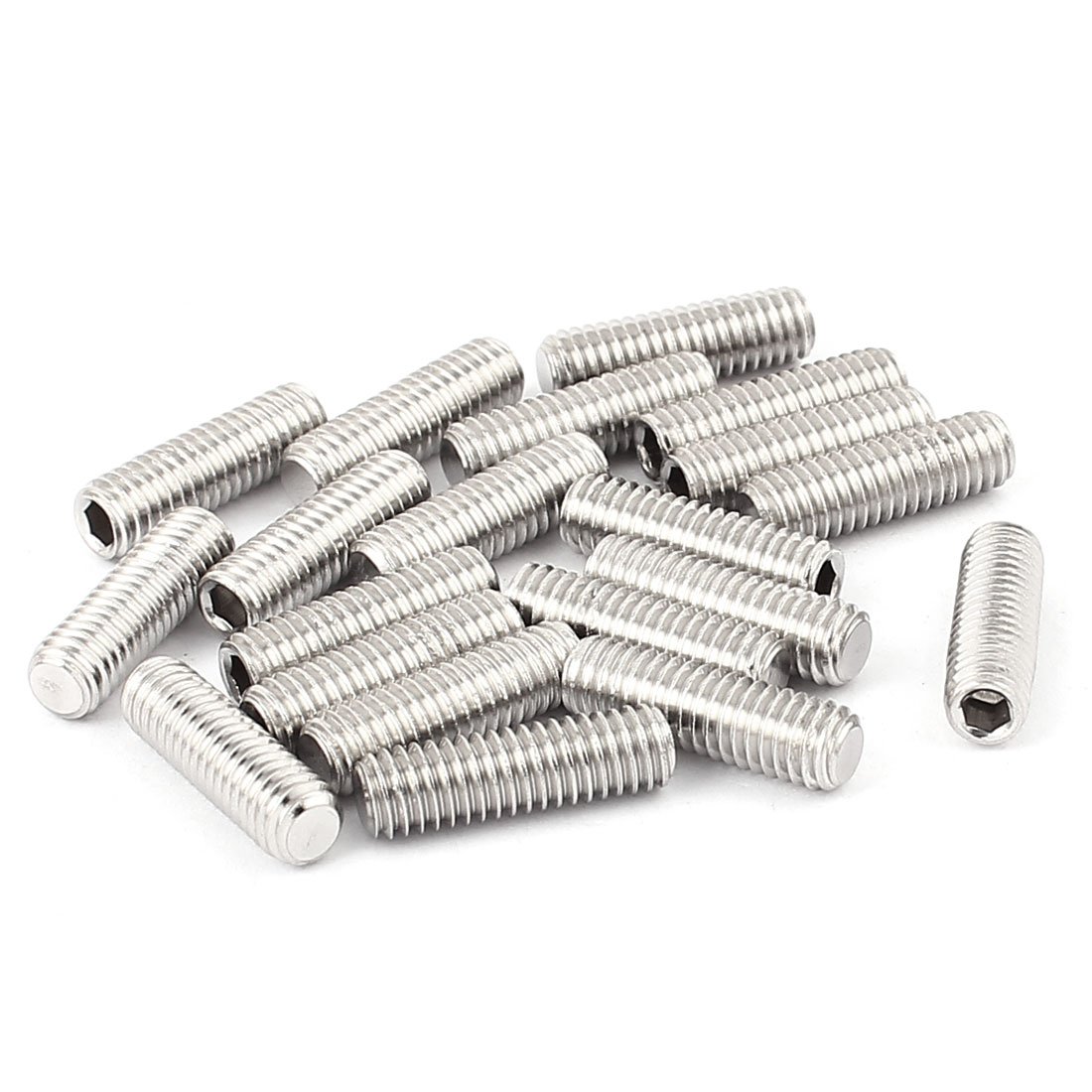 Uxcell Silver Sourcingmap 20Pcs 304 Stainless Steel M6 X 20Mm Hex Socket Grub Screws