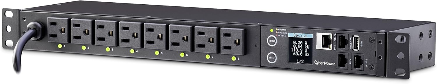 Product Deal CyberPower PDU41001 Switched PDU, 120V/15A, 8 Outlets, 1U Rackmount