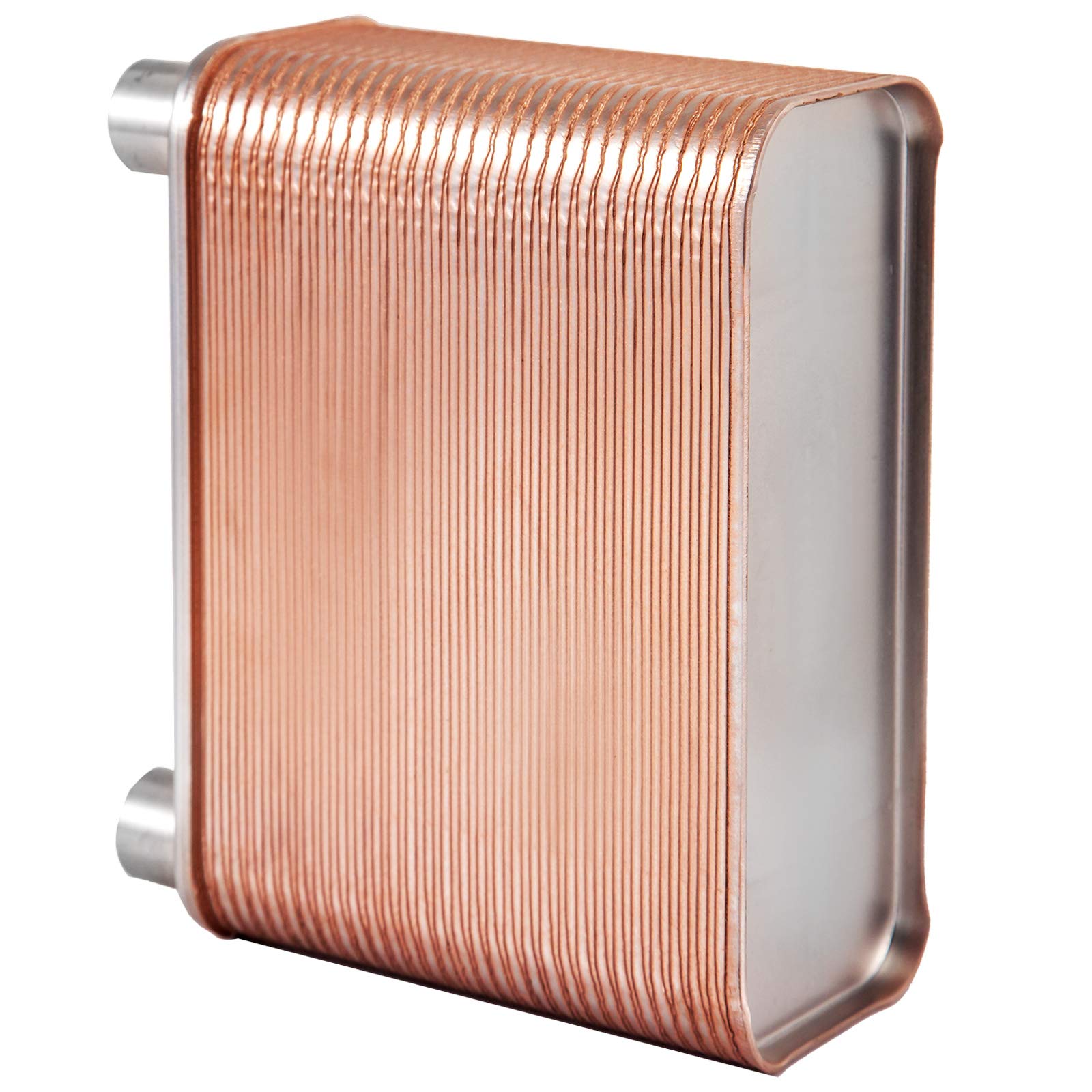 BestEquip Plattenwärmetauscher Edelstahl B12-60,Wärmetauscher 60, Plattenwärmetauscher 3,0 MPa, Wärmetauscher heizung, Silber