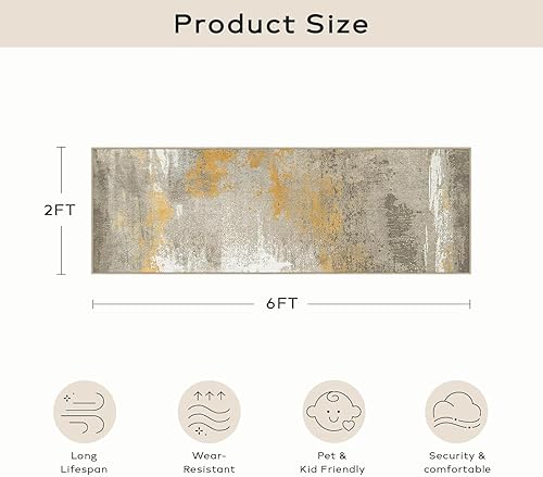 Miniatura 360 de Ashler - Alfombras bohemias vintage de 5 x 8 pies para sala de estar, lavables a máquina con parte trasera antideslizante, alfombra para interiores