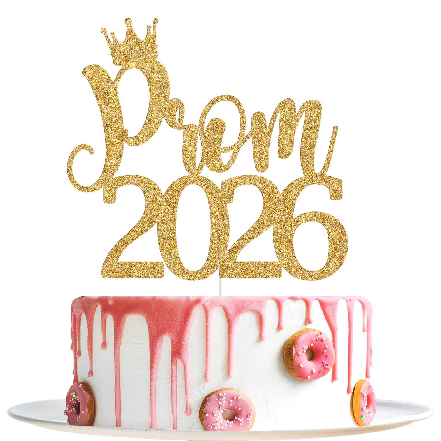프롬 2026 케이크 토퍼, 2026년 클래스 졸업 장식, 프롬 나이트, 졸업 파티 장식 골드 글리터