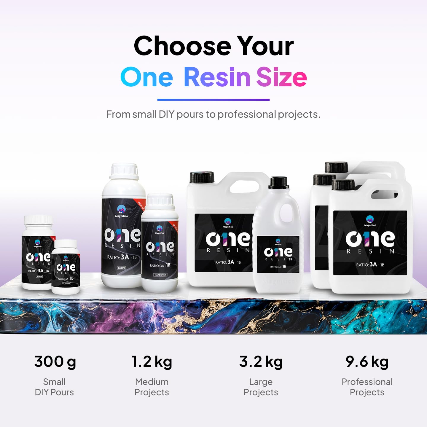 MAGNIFICO One Resin Crystal Clear 3:1 Epoxy Resin & Hardener Kit | 3.2 KG product image 5
