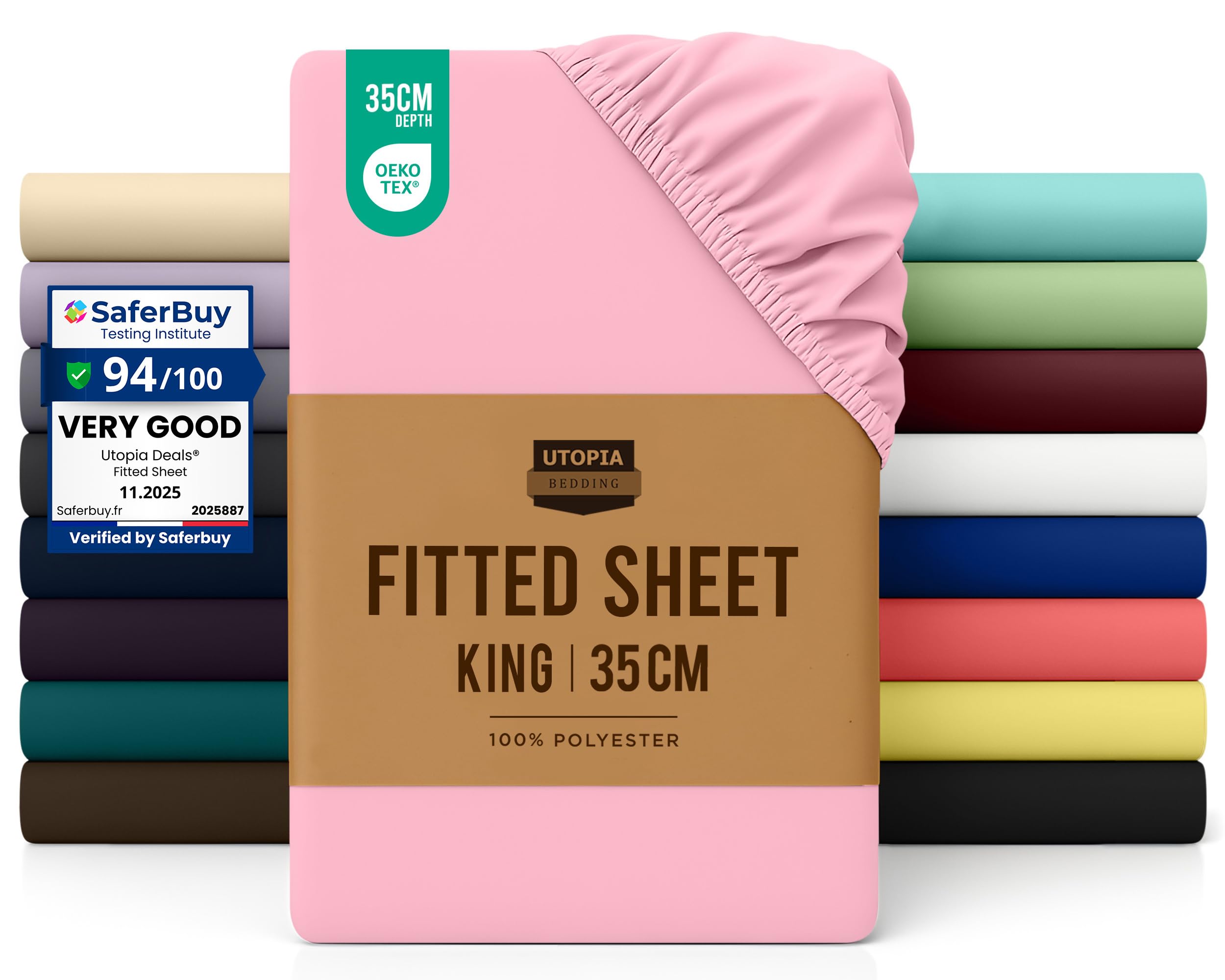 Utopia Bedding Fitted Sheet King, Grey - Deep Pocket 14 inch (35 cm) - Easy Care - OEKO-TEX Certified - Soft Brushed Microfibre Fabric - Shrinkage and Fade Resistant - Bottom Sheet — view 36