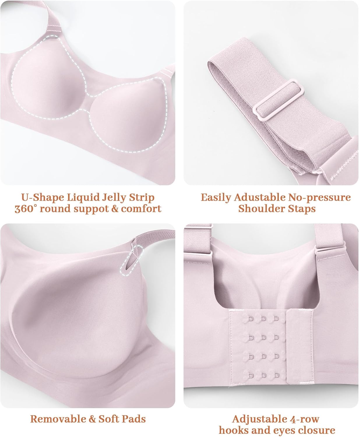 Bras for Women No Underwire Seamless Adjustable Full Coverage Smooth Bralette Wireless Comfort Everyday Bra - Image 5