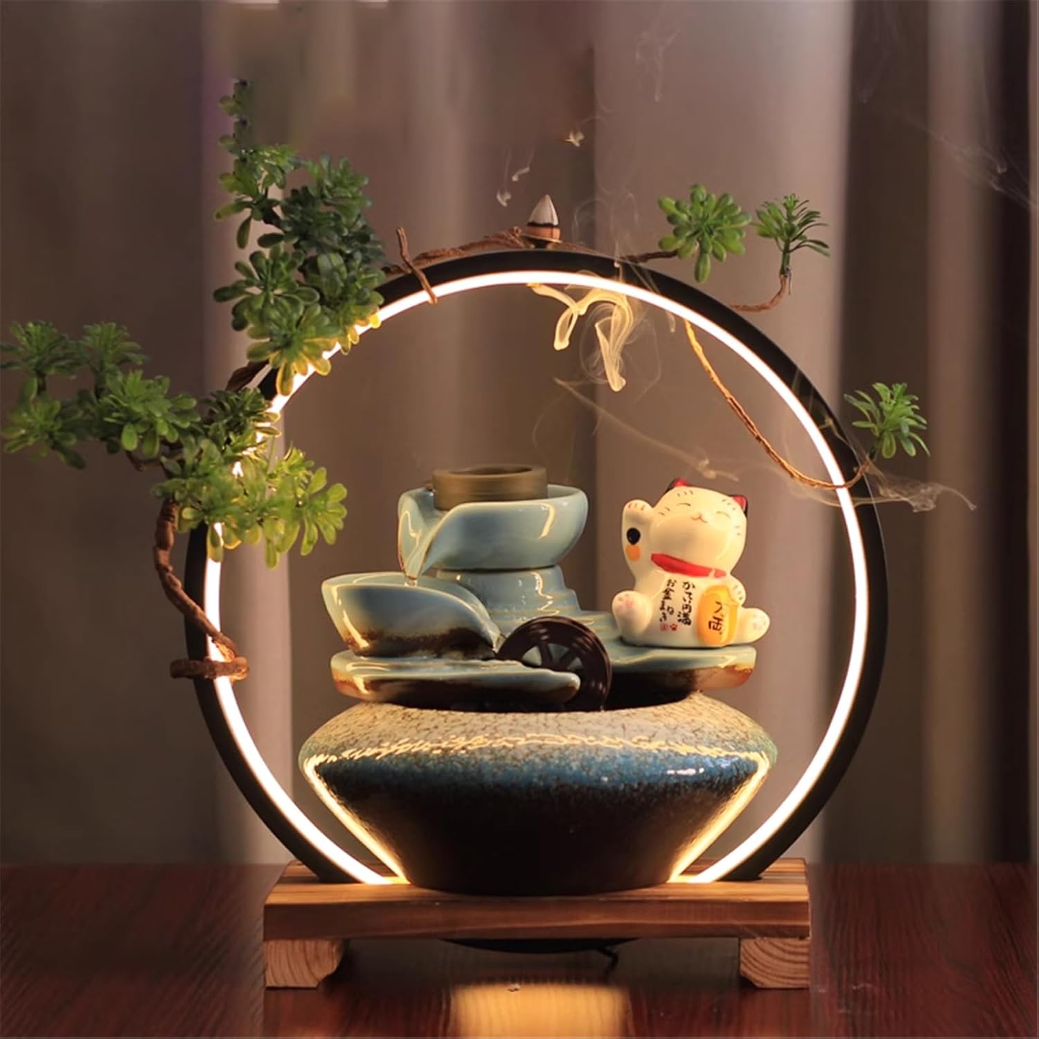 Flowing Water Tea Table Decoration, wealth attracting ornament for offices and living rooms.style1