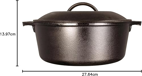 Miniatura 25 de Lodge Horno holandés de hierro fundido de 2 cuartos Olla pretratada con tapa para cocinar, servir u hornear