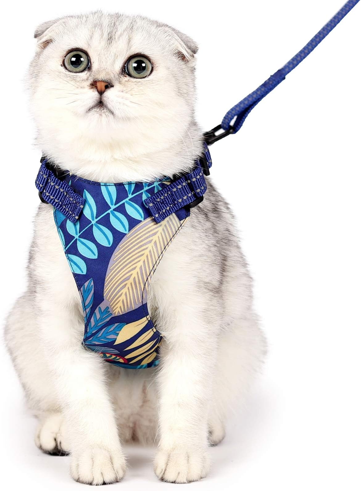 Cat Harness and Leash Set, Escape Proof Safe Kitten Vest Harness for Walking, Step in Adjustable Soft Breathable Mesh Harness with Reflective Strip, Small Dog Puppy Rabbit Easy Control Outdoor Vest