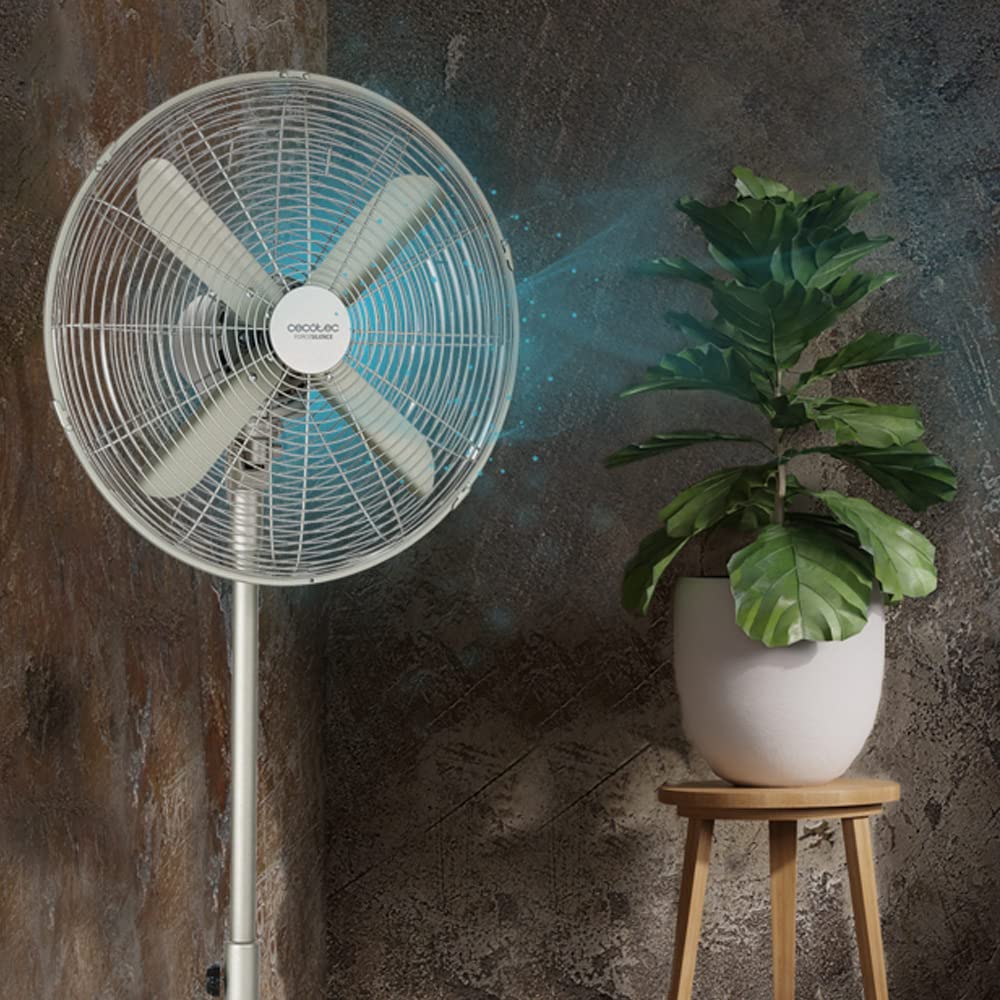 Cecotec Standventilator EnergySilence 610 Steelstyle 50 W Stahl-Finish 40,6 cm 3 Geschwindigkeiten Oszillation höhenverstellbar