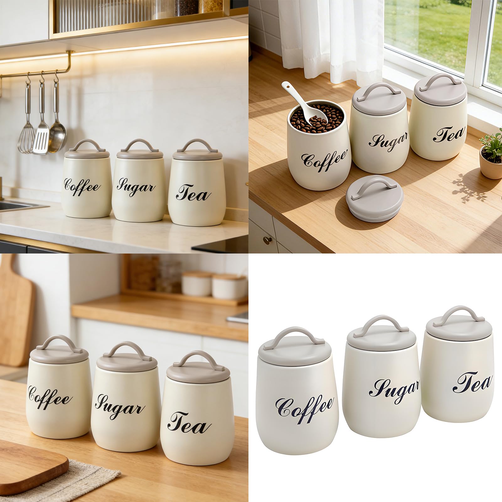 Moderno tarro de almacenamiento de cocina para café y productos secos, prácticos botes para conservar café, té y alimentos secos, tarros de organización de cocina