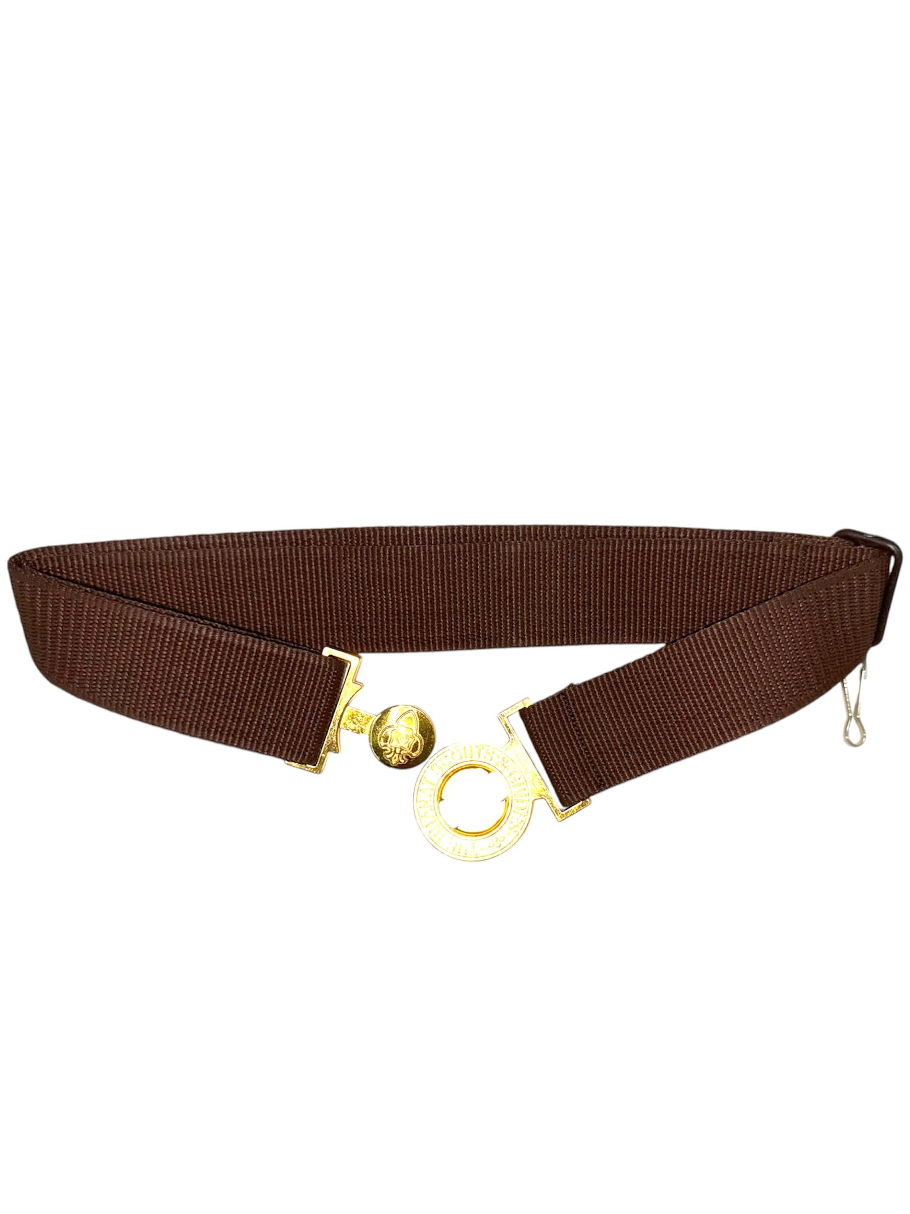GenericScout Guide Brown Belt for Boys and Girls (The Bharat Scout and Guide) - Brown Nylon Belt with Brass Buckle - Size 36