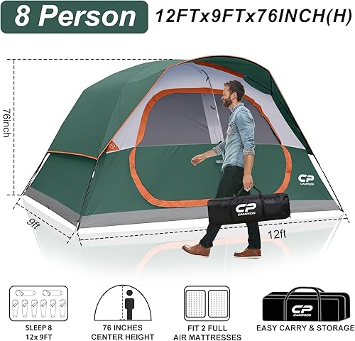 Miniatura 2 de CAMPROS CP Tent 68 Person Camping Tents, Waterproof Windproof Family Tent with Top Rainfly, Large Mesh Windows, Double Layer, Easy Set Up, Portable