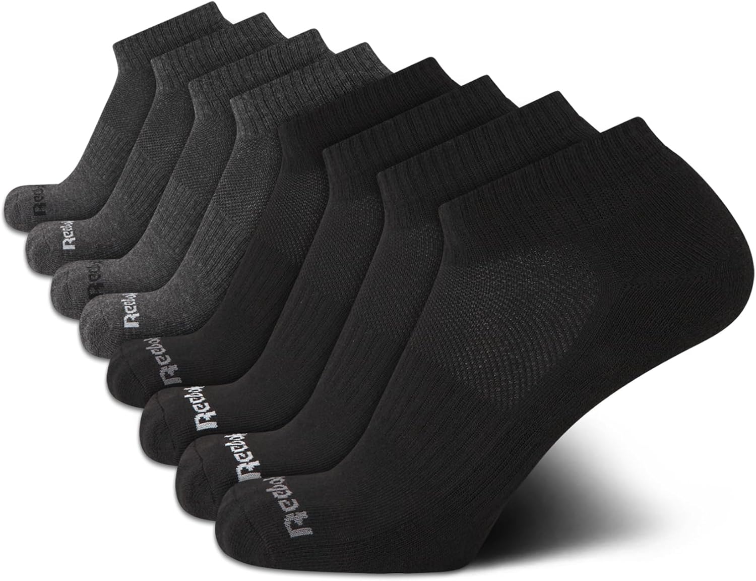 Reebok Mens Quarter Socks - 8 Pack Performance Arch Support Socks - Cushioned Athletic Socks for Men (Shoe Size: 6-12.5)
