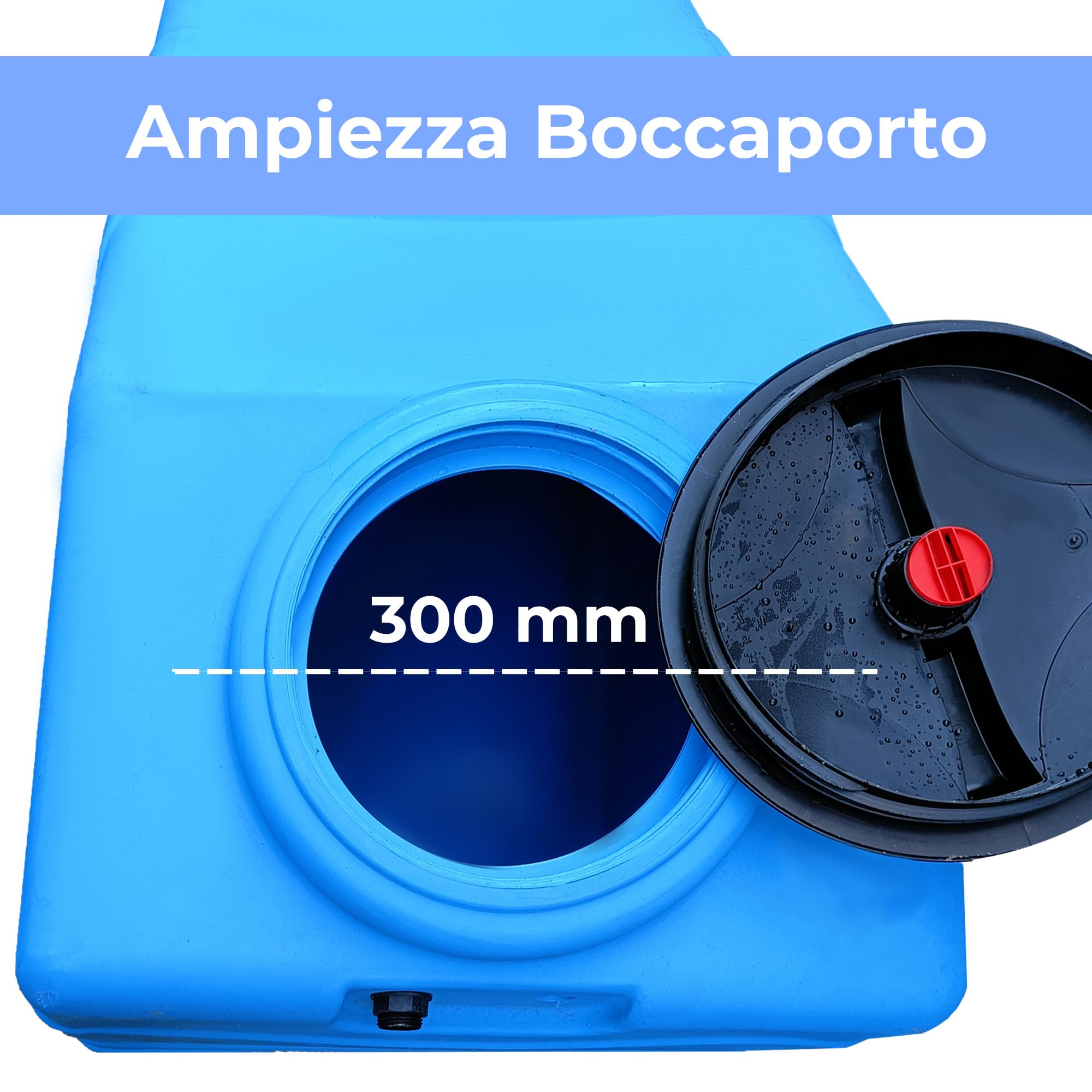 ESTO Serbatoio Acqua per Acqua Potabile 300L per Sottoscala, Cisterna Blu in Polietilene per Uso Esterno Predisposizione Rubinetto, Resistente Made in Italy (300 Litri)